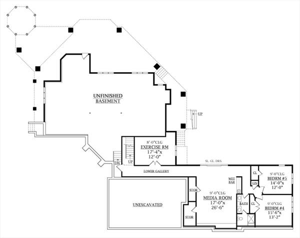 Basement Floor Plan image of TREE TOP TREASURE House Plan